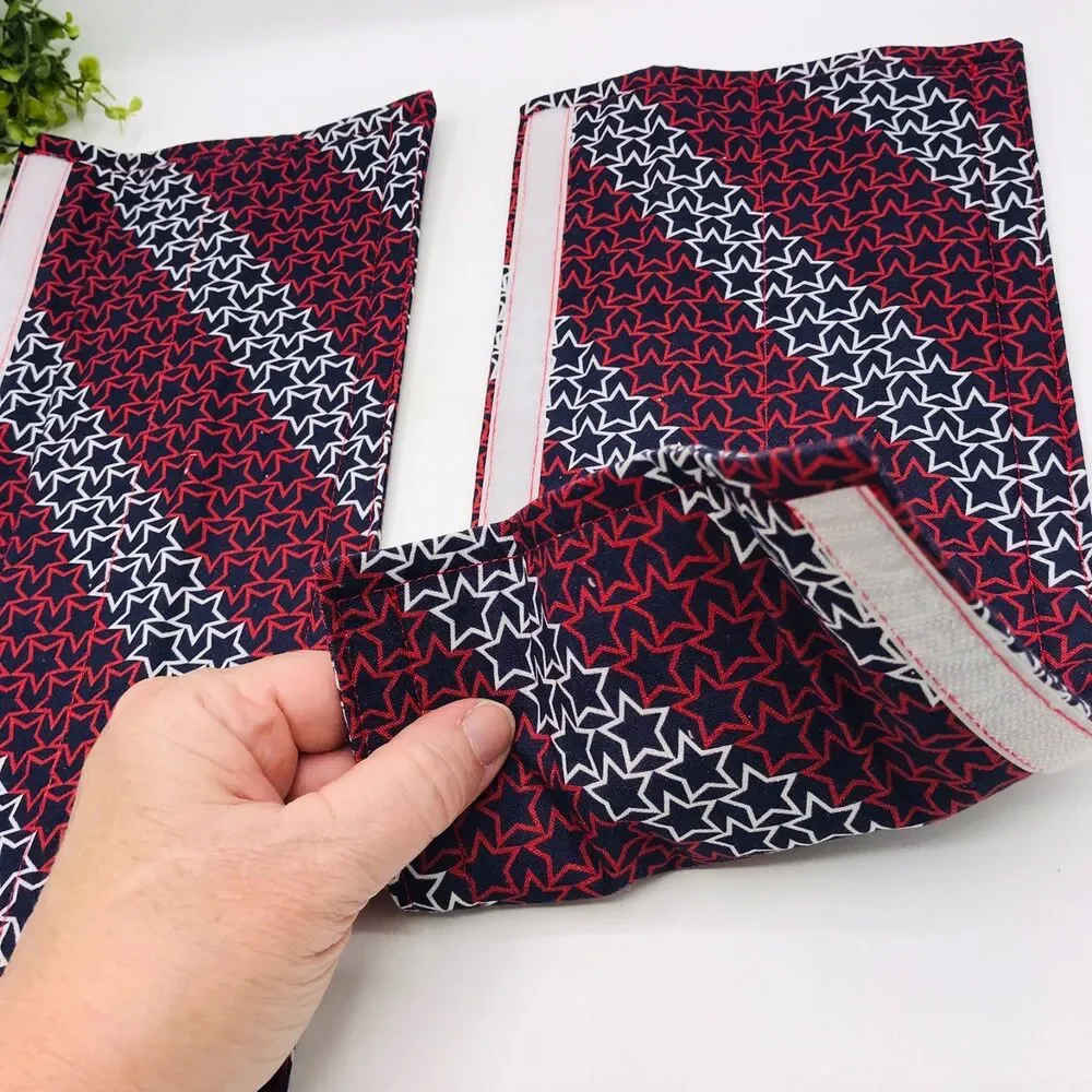 Set of 2 Refrigerator Handle Covers, Reversible, Patriotic Stars 14x5